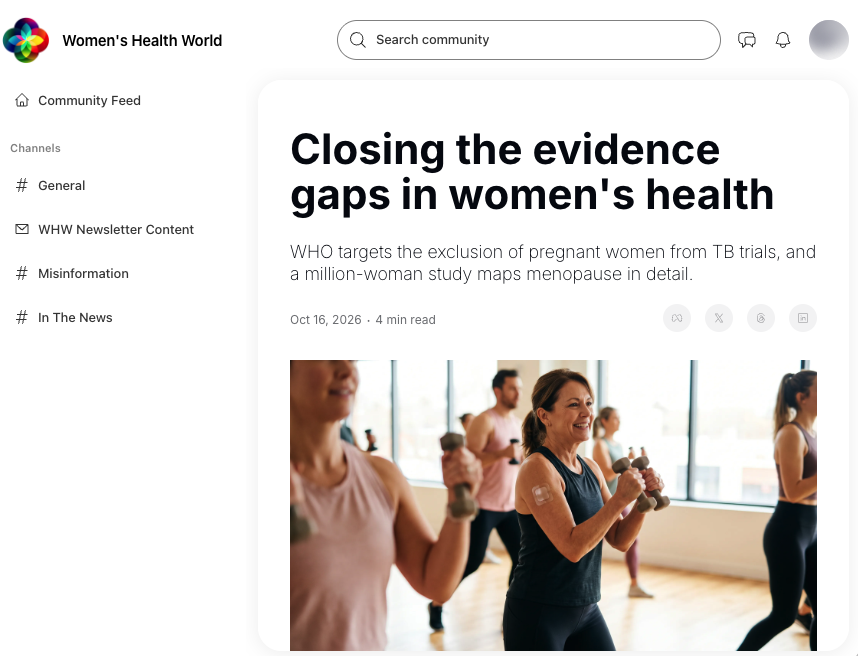 The Women's Health World community feed on Beehiiv